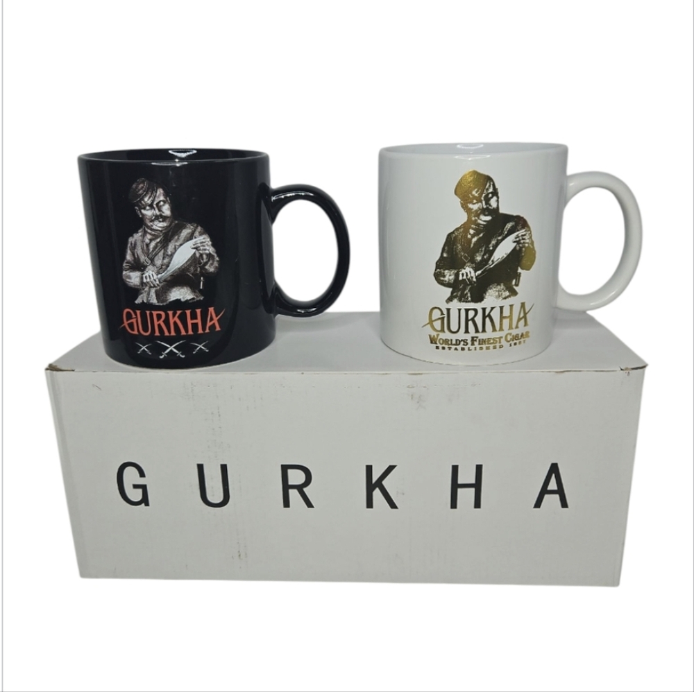 Legendary Gurkha Indian Warrior Coffee Tea Soup Mug India Gilded Gold Set Of 2